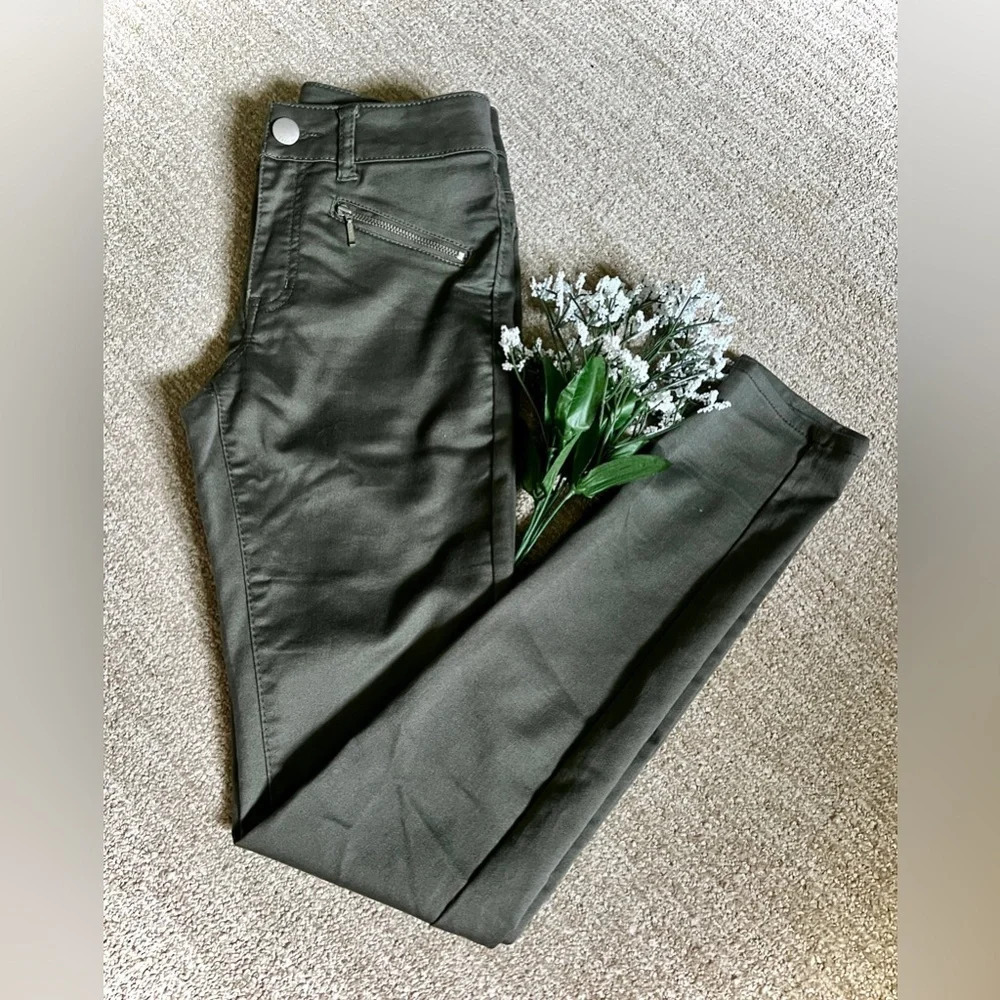 Refuge High Waist Army Green Zipper Skinny Jean - 0